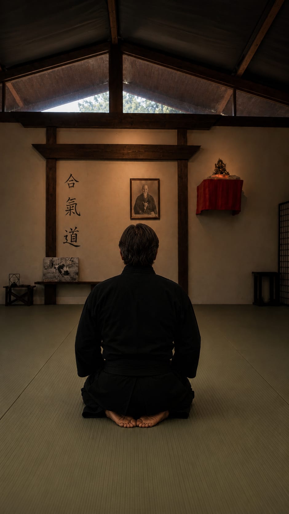 Sensei em seiza perante o kamiza